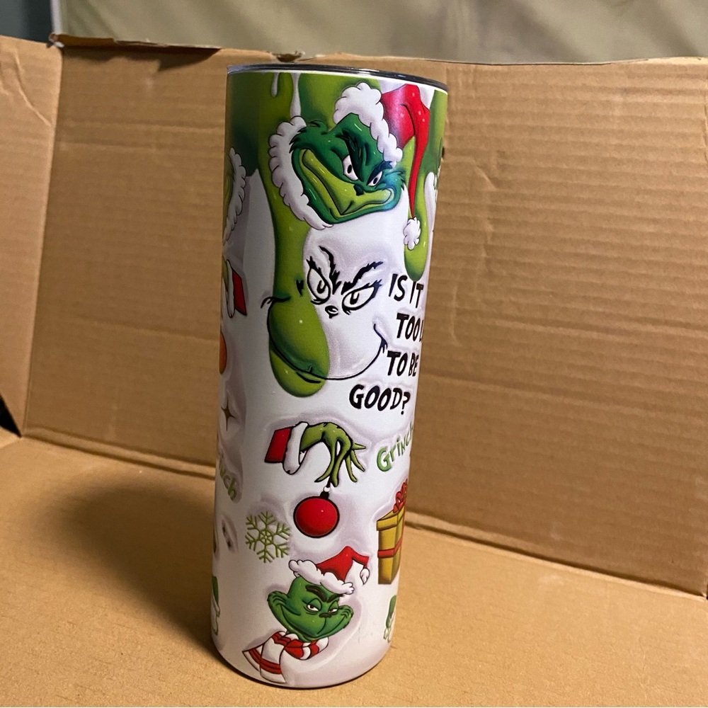 Grinch Themed Party Tumbler - Green and White - Picture 7 of 8